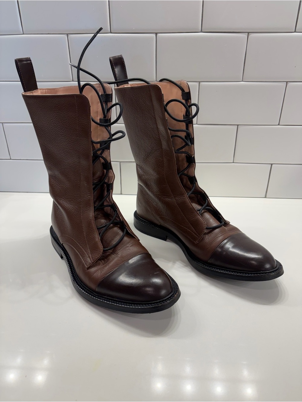 Women’s Brown Leather Lace-Up Boots